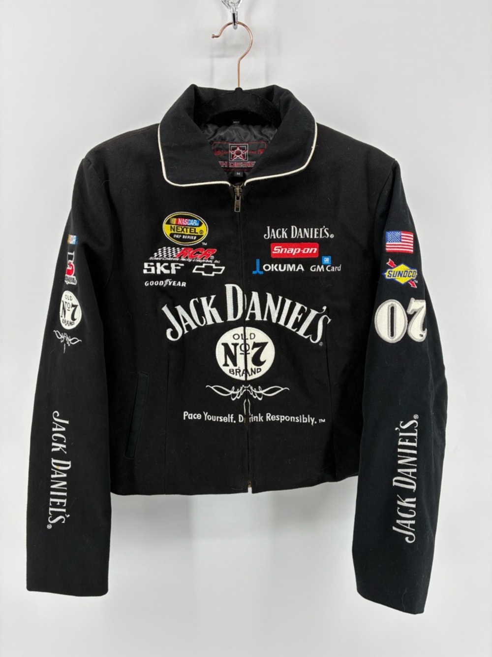 Jack Daniels Sponsored Black Jacket for Women NASCAR Chevrolet by JH Design